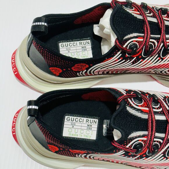 Gucci Run Knit Sneaker Size 9/ US 9.5 Black Red GG Interlocking NIB $920 main image 11